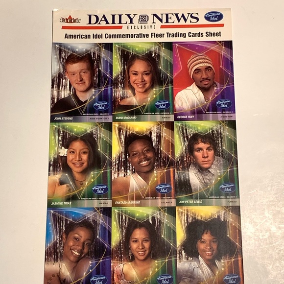 daily news American idol commemorative fleer trading cards sheet - Picture 8 of 12